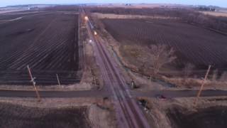 Union Pacific Westbound Stack Train on Track 1 Overtakes Westbound Tanker Train on Track 2 MP95