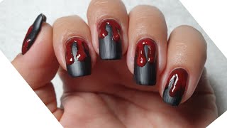 Two Easy Halloween Matte Nail Art Design/ Blood drift & a Ghost