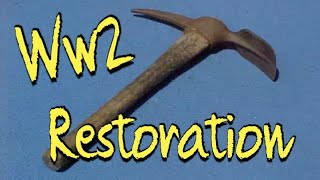 Complete restoration of rare Vintage rusty Ww2 1945 Diamond calk entrenching tool pick axe