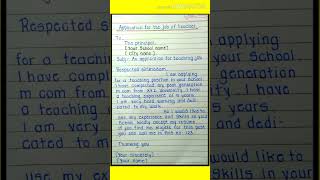 Application for the job of teacher // application for teaching job # application #educational