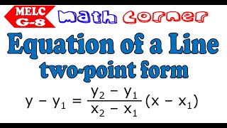 Find Equation of a Line Given Two Points | Grade 8 MELC