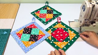 Patchwork for Beginners - 2 useful Ideas from Scraps Fabric For The Kitchen You Should Not Miss