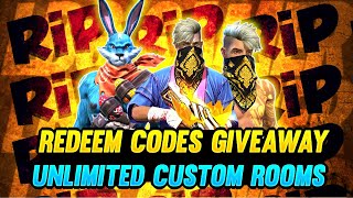 Free Fire Redeem Codes Giveaway Live - Unlimited Custom Rooms Live - Free Fire Live Telugu ||