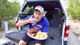 TRUCK CAMPING: Honey glazed ribs, cheesy ranch taters & GIGANTIC spiders!