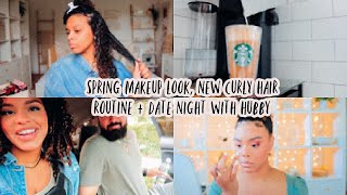 vloggg | spring makeup, new curly hair routine + date night