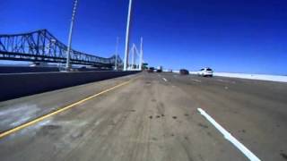 Driving across the new San Francisco Bay Bridge on my motorcycle