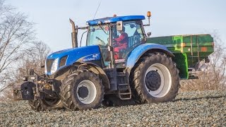 Přihnojování 2017 - New Holland T7050 open pipe + Amazone ZA-M 500