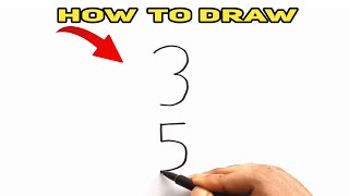 How to Draw a Monkey With Number 35. Easy Animal Drawing. Monkey  Drawing With Number.