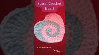 Spiral Heart, how to crochet - 5 #shorts #crochetmotiftutorial #crochetheart