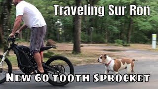 Traveling Sur Ron Light Bee : New 60 tooth sprocket : Tyler State Park Texas