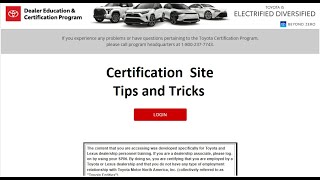 Certification Site Navigation