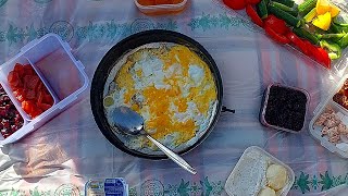 Breakfast in the heart of nature:Breakfast in the mountains#food #asmr #nature #cooking