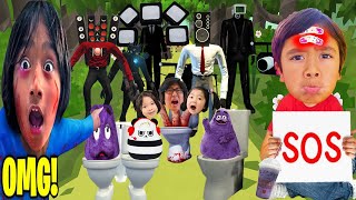 Tag with Ryan Kaji and Grimace Shake vs Skibidi Toilets Titans - All Episodes Gameplay