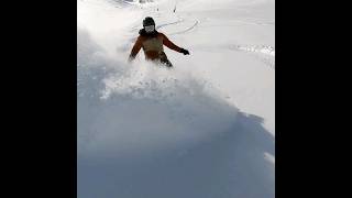 First one on the slopes, gets the powder 🏂 #shorts #snowboarding