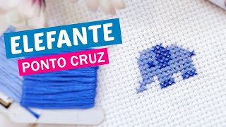 Elefantinho Azul em ponto cruz - Wagner Reis