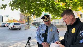 Minneapolis Police Chief Brian O'Hara provides a briefing on a 10/26/2024 triple shooting .