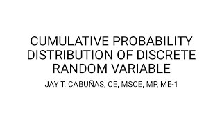 Discrete Cumulative Probability Distribution