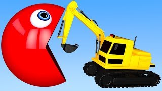 Learn Colors with PACMAN and Excavator Street Vehicle for Kid Children