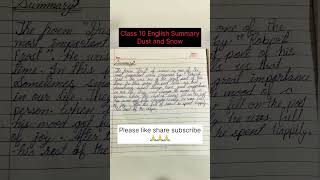 Class 10 English Summary Dust and Snow || #shorts #english #class10  #summary #dustandsnow