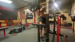 295 pound Pin Squats 3 reps 8 RPE 170 BW pounds