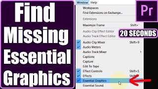 Missing Essential Graphics Panel in Premiere Pro