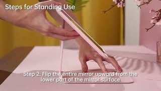 Rechargeable Travel Makeup Mirror with Lights and Magnification 10X, Foldable Stand & Angle Sensor