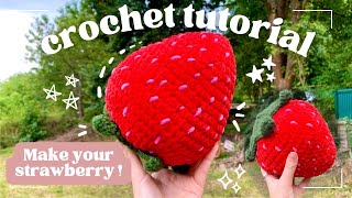 How to crochet a big Strawberry | Crochet tutorial ! Beginner friendly ❤️ + free pdf pattern