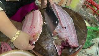 Wow! Vendor Cutting White Queen Fish Skill | Fish Market Vlog | Official