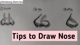 Nose Tutorial || How to draw Nose shapes || @Nidabaig Sketches