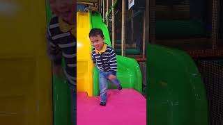 Braving the giant slide alone. #toddler #playground