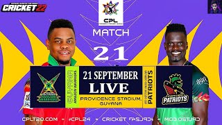 AMAZON WARRIORS VS SKN PATRIOTS | CPL 2024 | MATCH-21 | LIVE | CRICKET GAME | QtxPalash