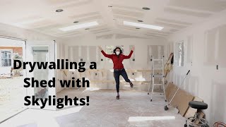 Hanging Drywall in a Shed with Skylights - Thrift Diving