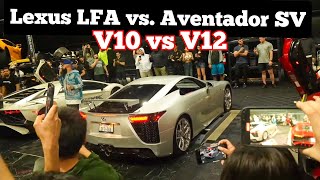 Supercar Rev Battles!! Lamborghini Aventadors Vs. Lexus LFA!