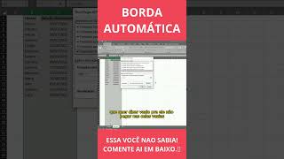 Como criar uma borda automática no Excel #shorts