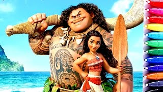 Disney Moana and Maui Best Coloring Video Coloring Book Pages Learn for Kids