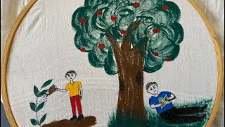 Go Green, Plant Trees for a better Tommorow | Easy painting for Kids | Fabric Painting