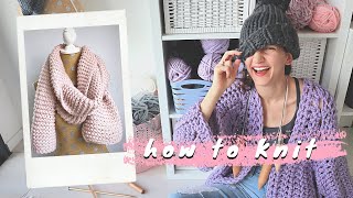 How to Knit a Scarf for Beginners - Learn to Knit in 2020! The Great Start Super Scarf, Free Pattern