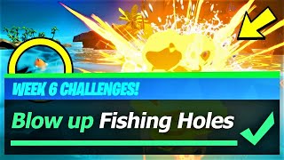 Fortnite - How To Blow Up Fishing Holes at Lazy Lake Island, Lake Canoe and Steamy Stacks