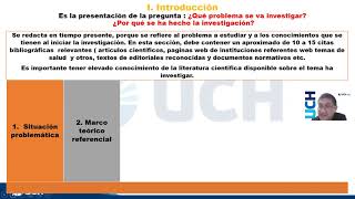 Redacción de la sección introducción del proyecto de investigación UCH