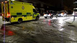 Sholing Snow , Ambulance rescue on Bunnys Hill , Southampton , England