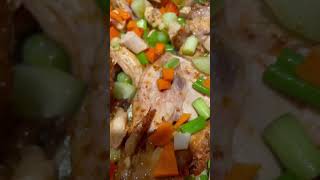 FRYING A BARBECUE CHICKEN WITH VEGGIES