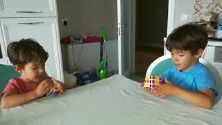 HOME SCHOOL 3 year old Twins Master RUBIK CUBE SOLVED in SECONDS Toddler Skills