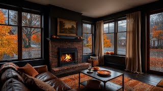 Rainy Autumn Day 🍂🌧️ Cozy Fall Ambience | Ambient Rain & Fire Sounds for Sleep or Focus | Relaxation