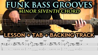 FUNK BASS GROOVES / LINES / RIFFS - BASS LESSON with TABS & BACKING TRACK - without SLAP! - EASY