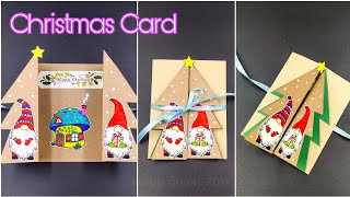 DIY How To Make Easy Christmas Card./การ์ดคริสต์มาสแบบง่ายๆ/แม่เนย น้องพอสDIY