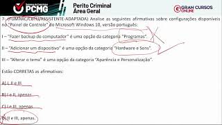 Concurso PCMG _ Perito Criminal Área Geral (Questão 7)