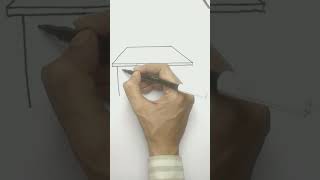 Draw table in one point perspective easy beginners #drawing #shorts