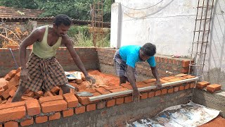 House Sill Level Build Brick Wall Using Sand Cement | Sill Level Bricklaying | Amazing Constructions