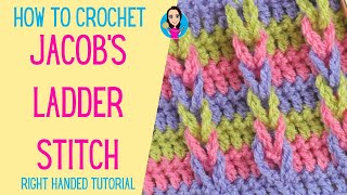 Jacob's Ladder Crochet Stitch - Right Handed Tutorial - UK Crochet Terms - Crochet Stitch Tutorial