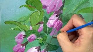 How to Paint Realistic Flower Bud Close Up / Easy Acrylic Painting Tutorial  #470